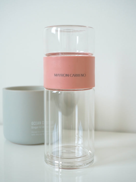Leakproof glass tea bottle - Pink